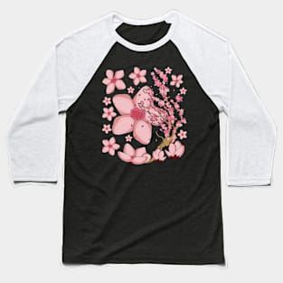 Japanese Cherry Blossom Pink Flower Japan Sakura Baseball T-Shirt